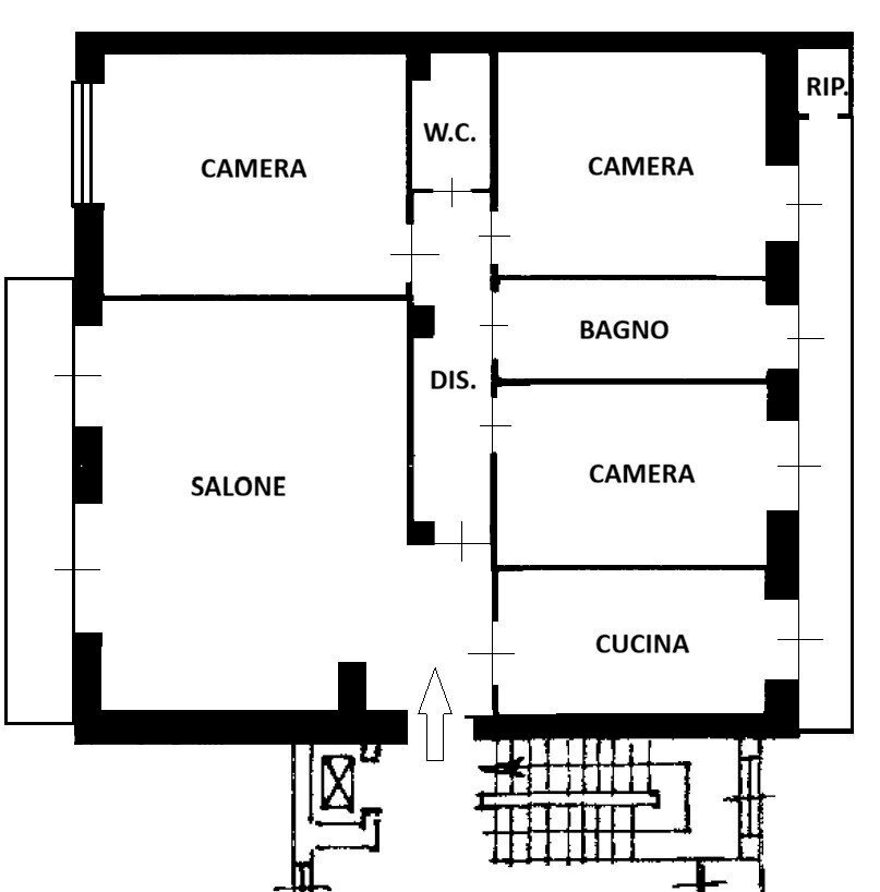 Appartamento via Malta, 36/8, Torino (zona San Paolo) - planimetria 1