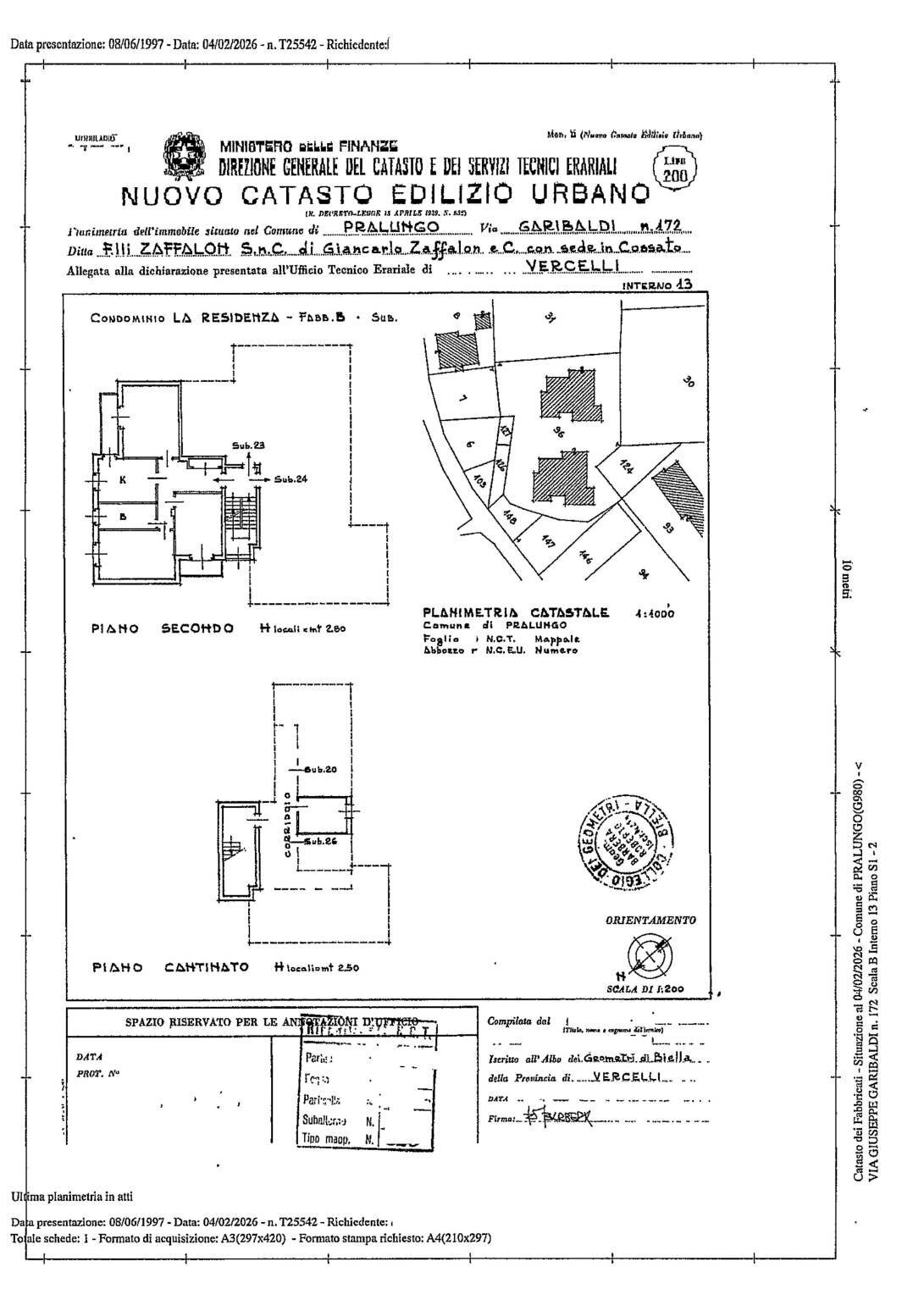 Appartamento via Giuseppe Garibaldi, 172, Pralungo - planimetria 1