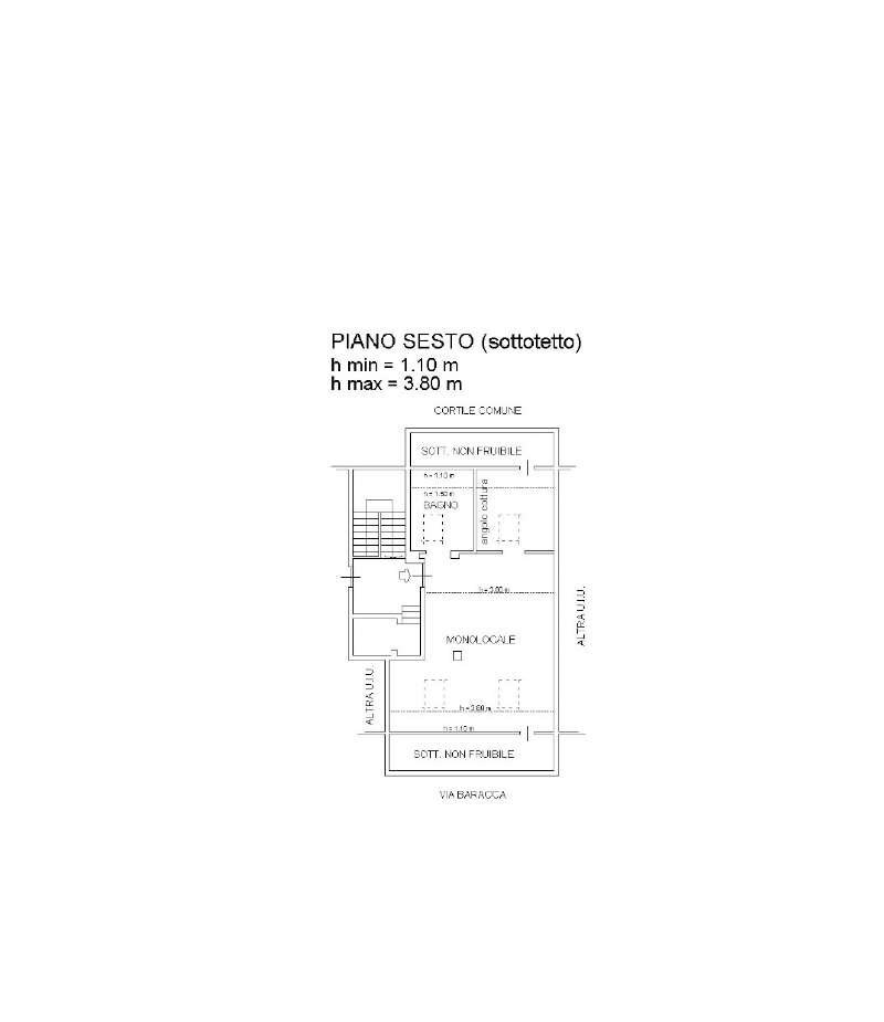 planimetria mansarda - Monolocale via Baracca, 38, Alpignano - planimetria 1