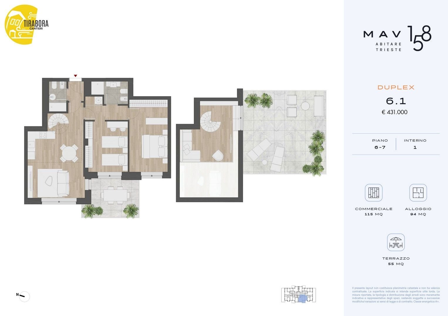 Attico via del Molino a Vento, 158, Trieste - planimetria 1