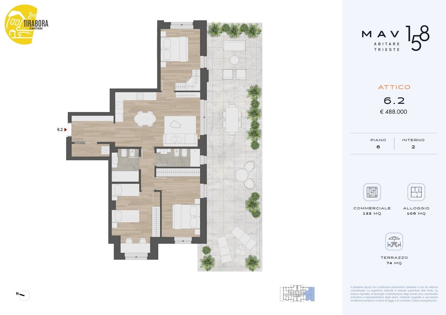 Four-room apartment via del Molino a Vento, 158, Trieste - floor plans 1