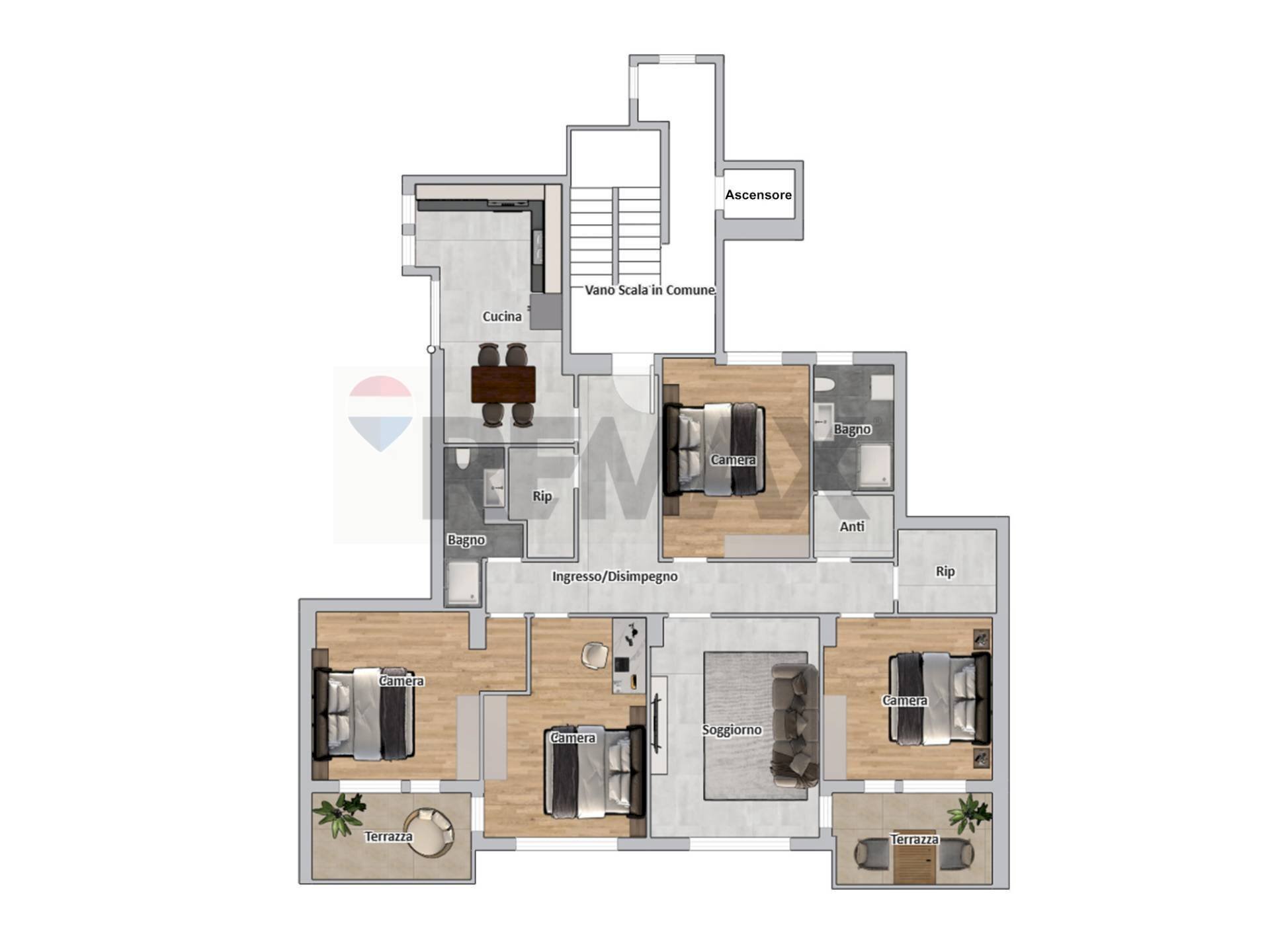 Pianta 2D - Appartamento Corso del Popolo
 
133, Venezia - planimetria 1