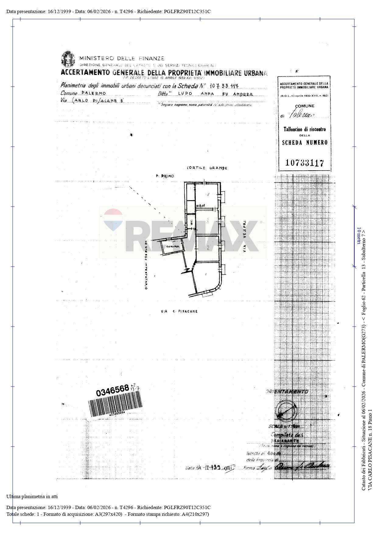 Pianta 2D - Appartamento Via Carlo Pisacane
 
18, Palermo - planimetria 1