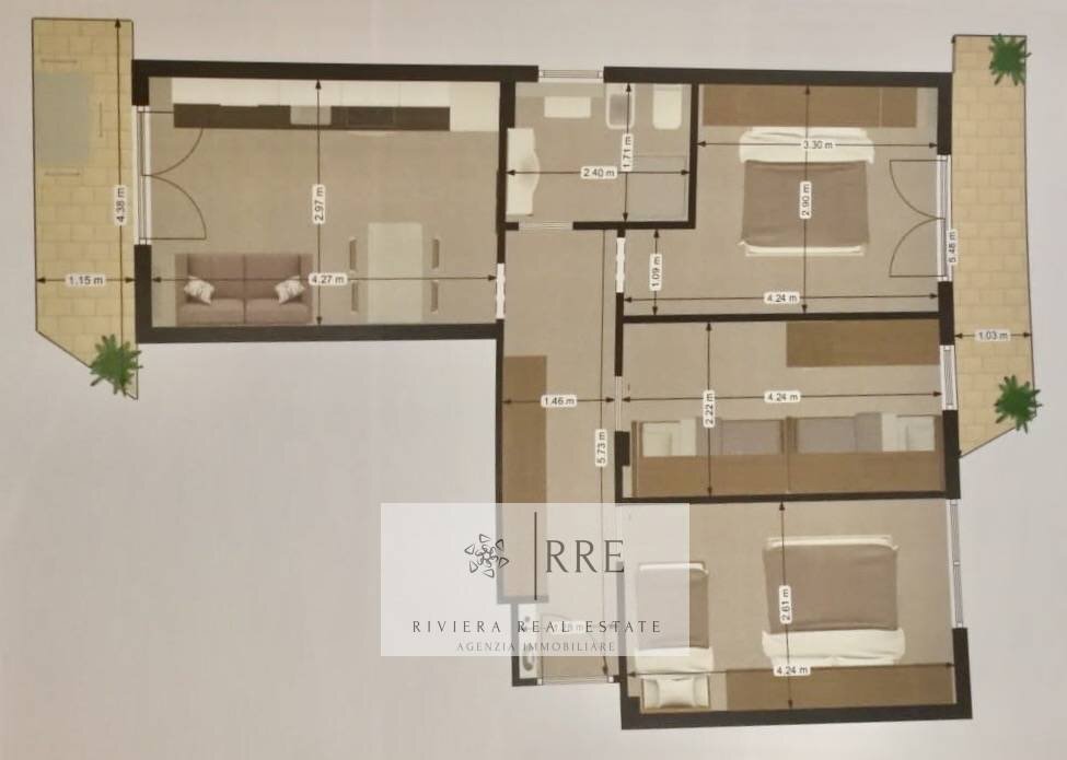 Foto 12 - Quadrilocale Via Aurelia
 
297, Loano - planimetria 1