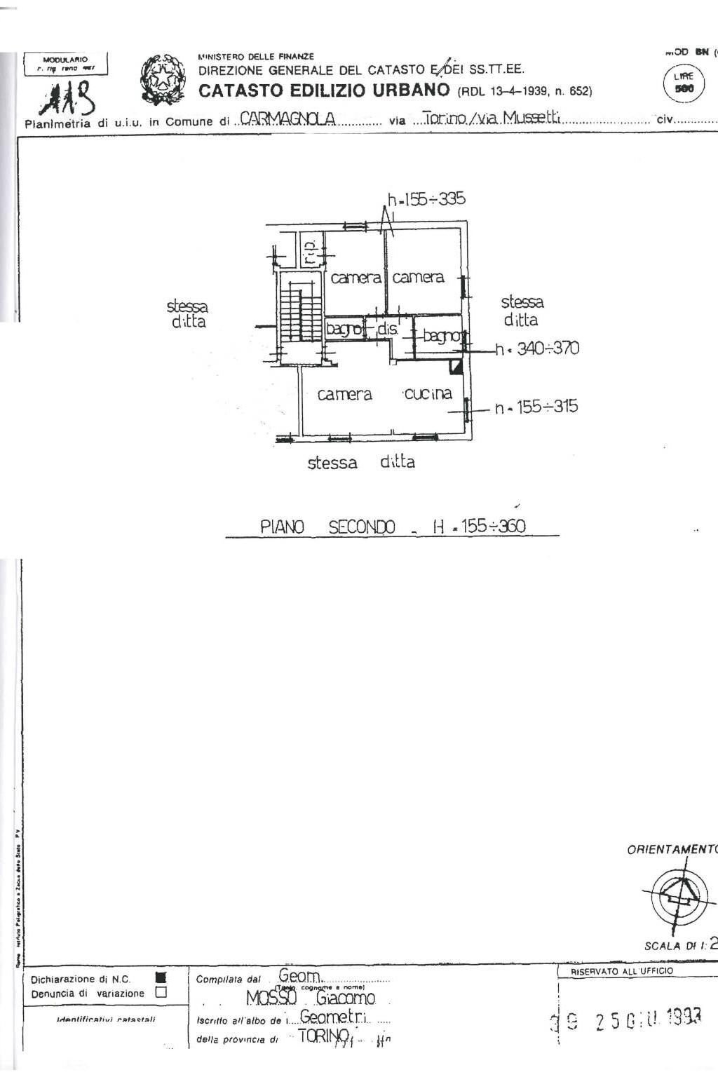 Three-room apartment piazza Canonico Bella, 13, Carmagnola - floor plans 1