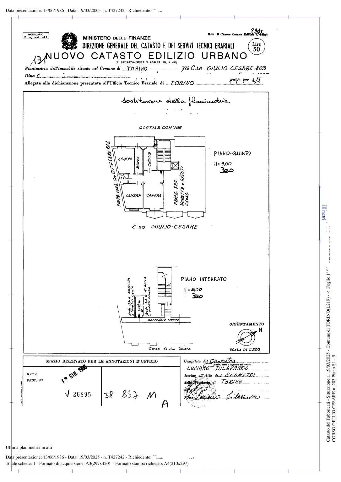 Quadrilocale corso Giulio Cesare, 203, Torino (zona Rebaudengo) - planimetria 1