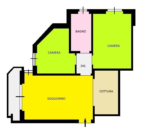 Trilocale via Alcide De Gasperi, Rosate - planimetria 1
