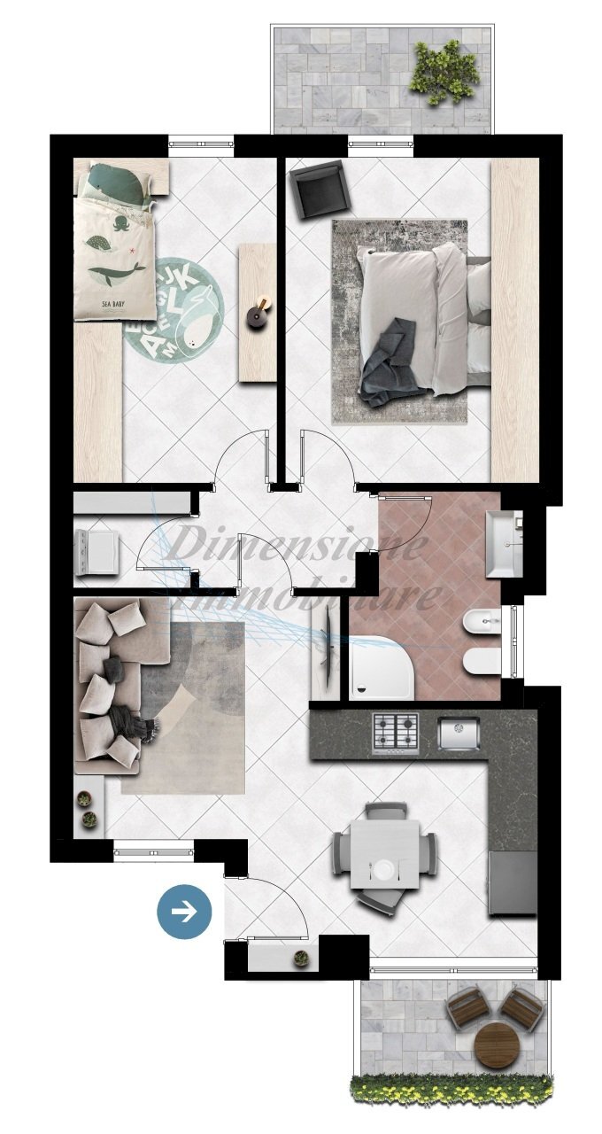 planimetria arredata.jpg - Trilocale Via della Repubblica, Rosignano Marittimo - planimetria 1