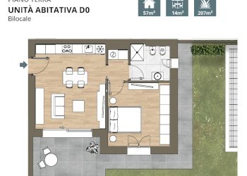 Planimetria bilocale P.T. con giardino - Bilocale Via San Giacomo 9, Como - foto 4