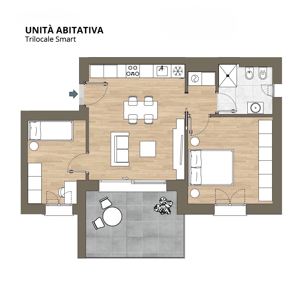 Planimetria trilocale smart - Three-room apartment Via San Giacomo 9, Como - photo 2