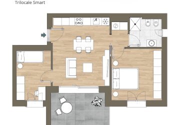 Planimetria trilocale smart - Trilocale Via San Giacomo 9, Como - foto 4