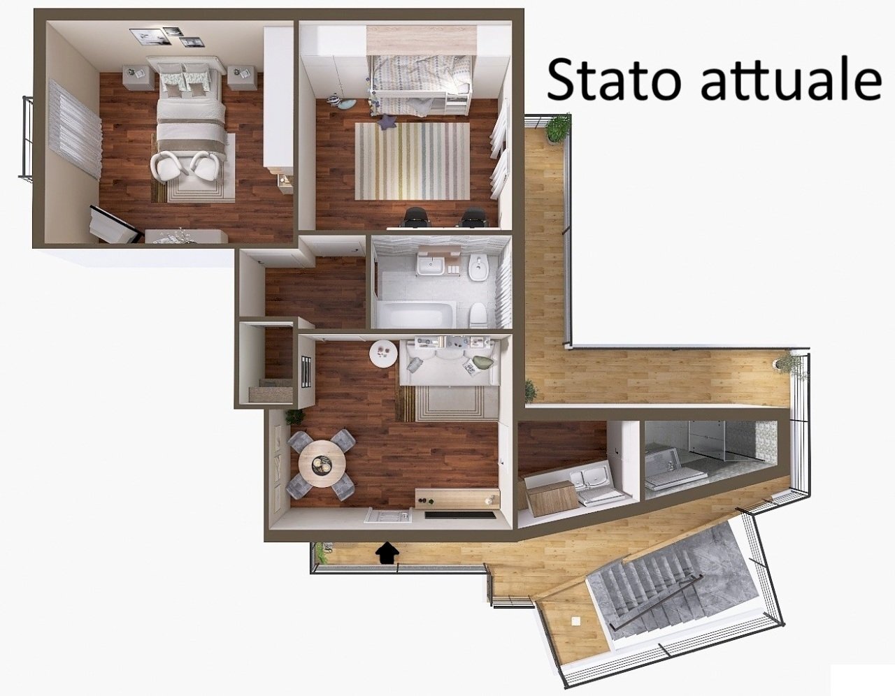 STATO ATTUALE.jpeg - Trilocale Via Vincenzo Bellini 20, San Pietro Clarenza - foto 2