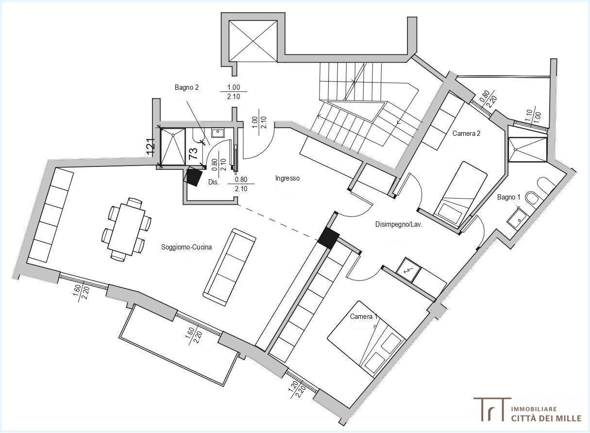 Foto 31 - Trilocale Rotonda Dei Mille, Bergamo - planimetria 1