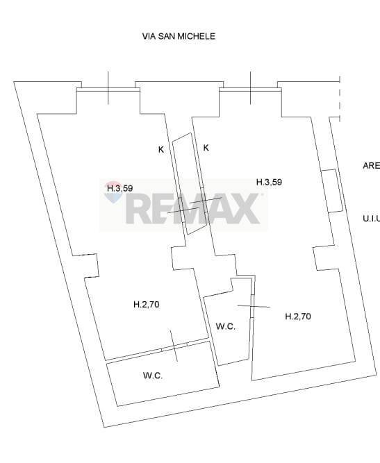 Pianta 2D - Trilocale via S. Michele
 
14, Catania - planimetria 1