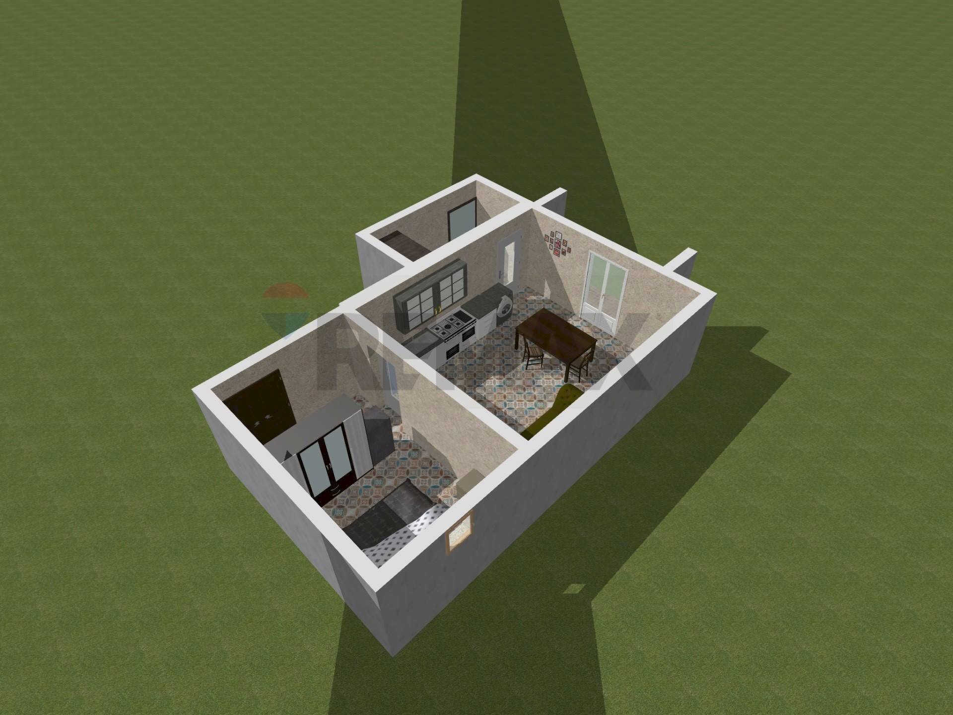 Pianta 3D - Bilocale Via Wirzi
 
55, Catania - foto 2