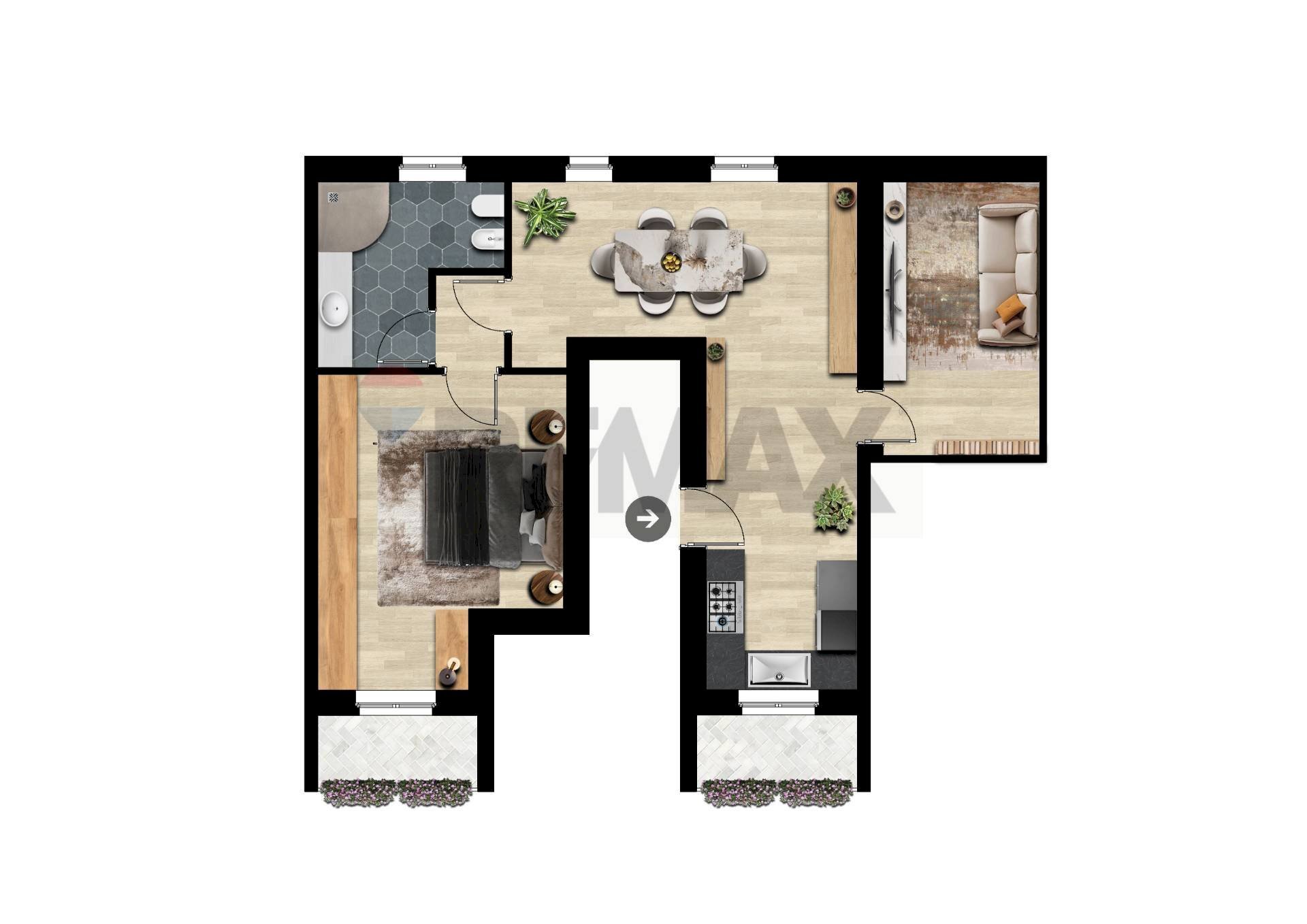 Pianta 2D - Two-room apartment Via Don Lorenzo Milani
 
32/B, Treviglio - floor plans 1