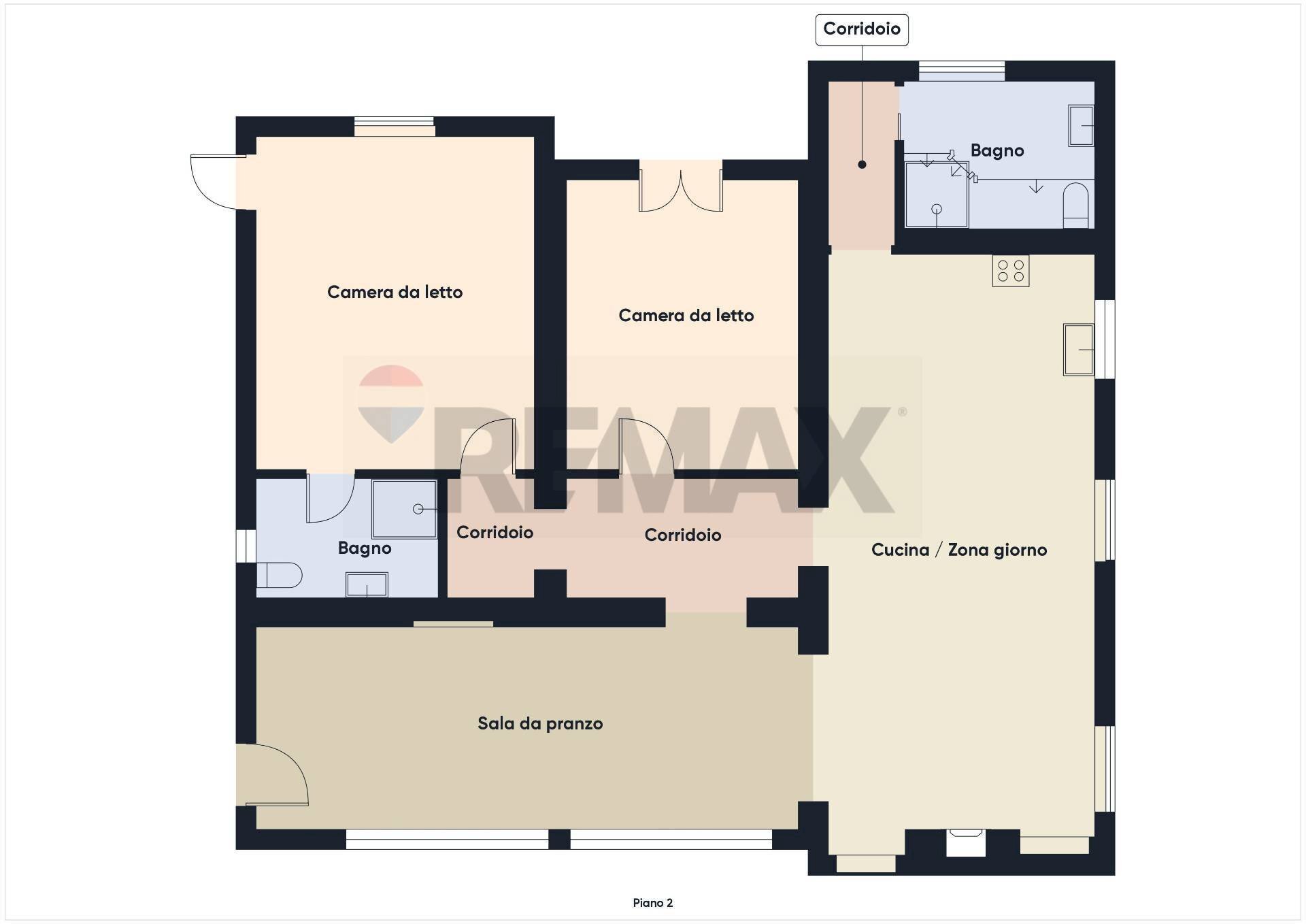 Pianta 2D - Trilocale via montefiore 20, Formello - planimetria 1