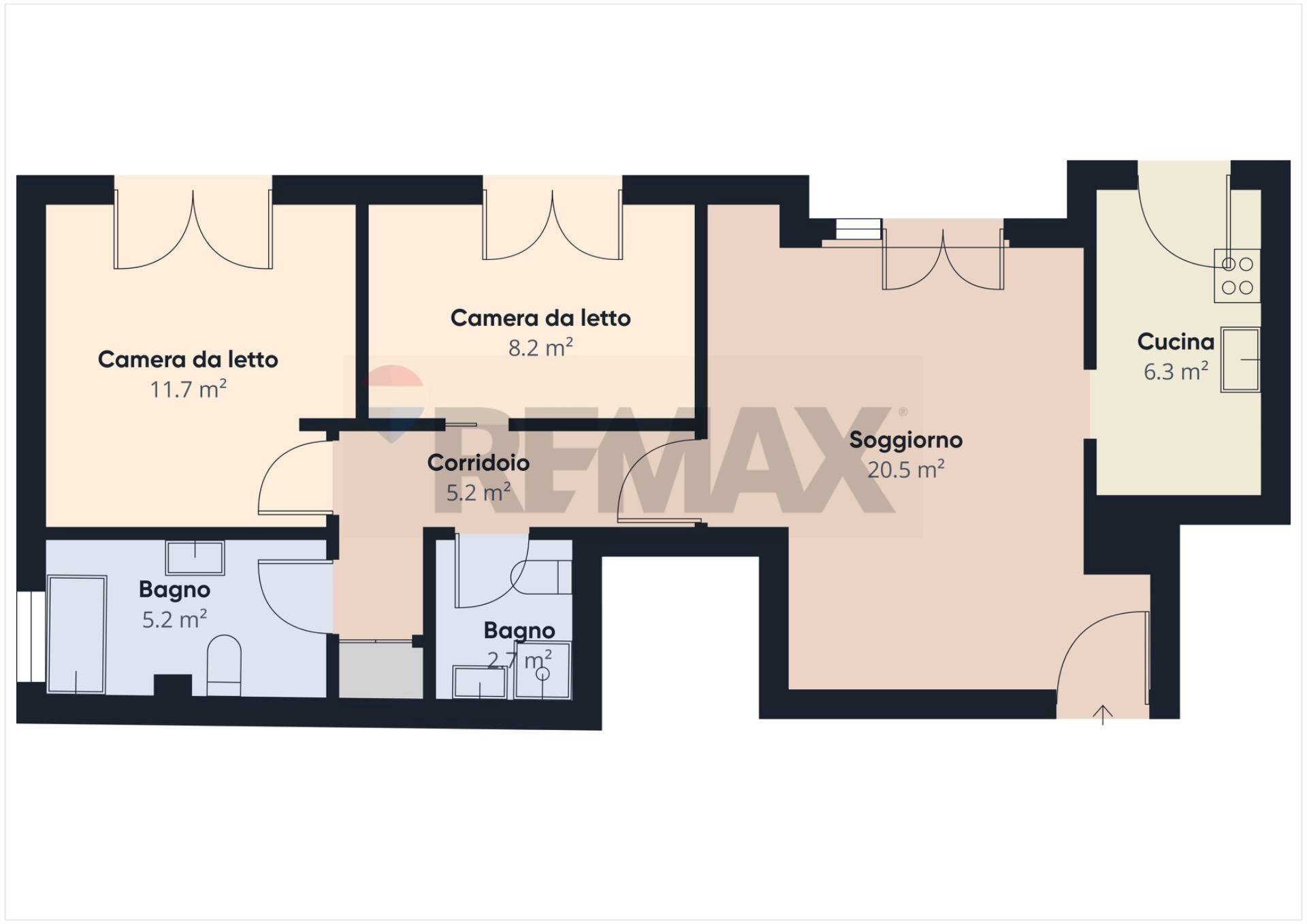 Pianta 2D - Trilocale Monterotondo - planimetria 1
