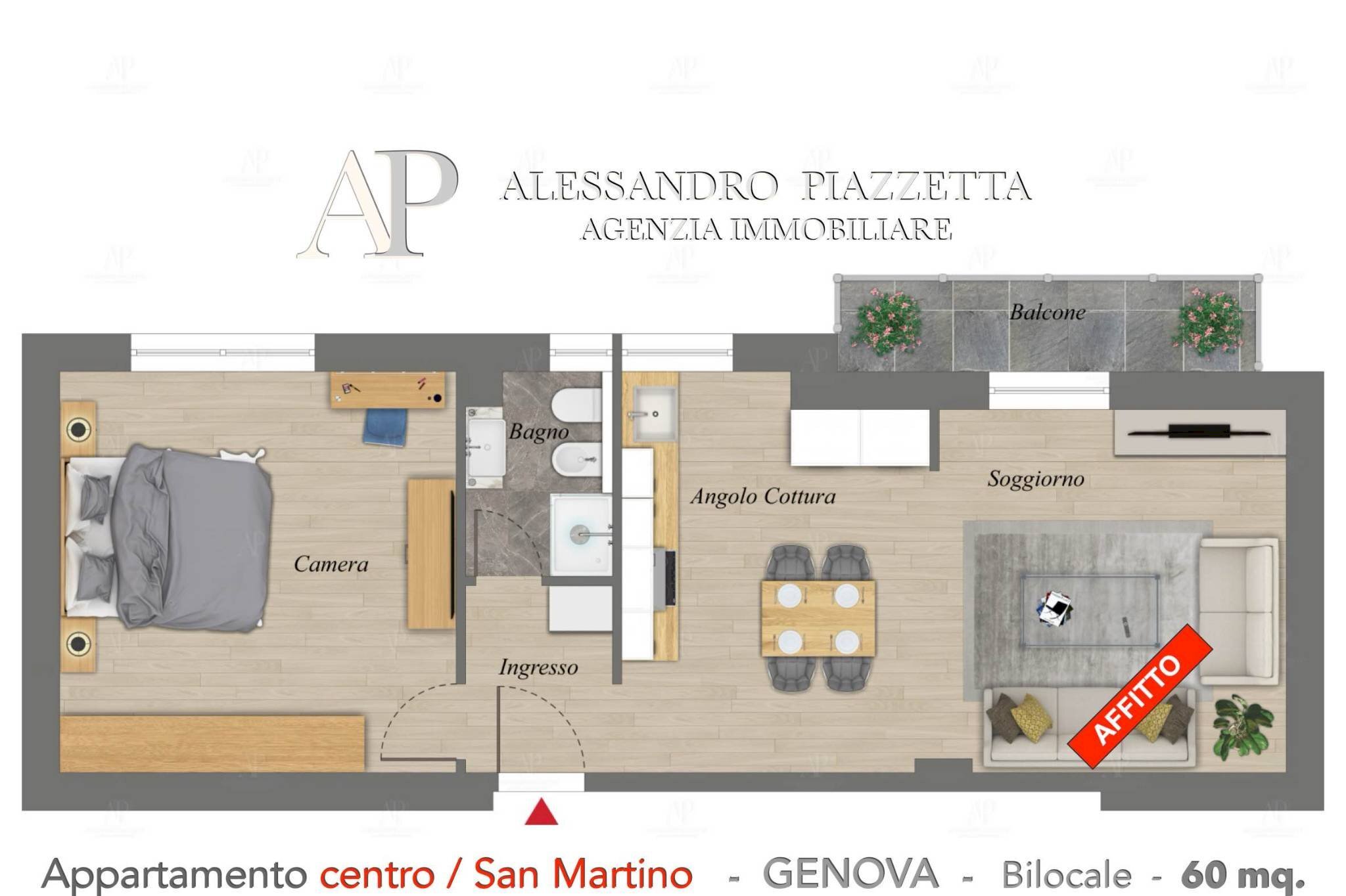 Two-room apartment Genova (neighborhood Borgoratti) - floor plans 1