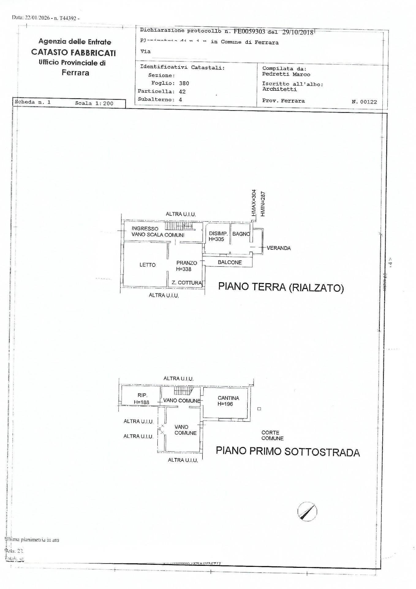 Foto 2 - Trilocale Via Della Grotta, Ferrara - planimetria 1