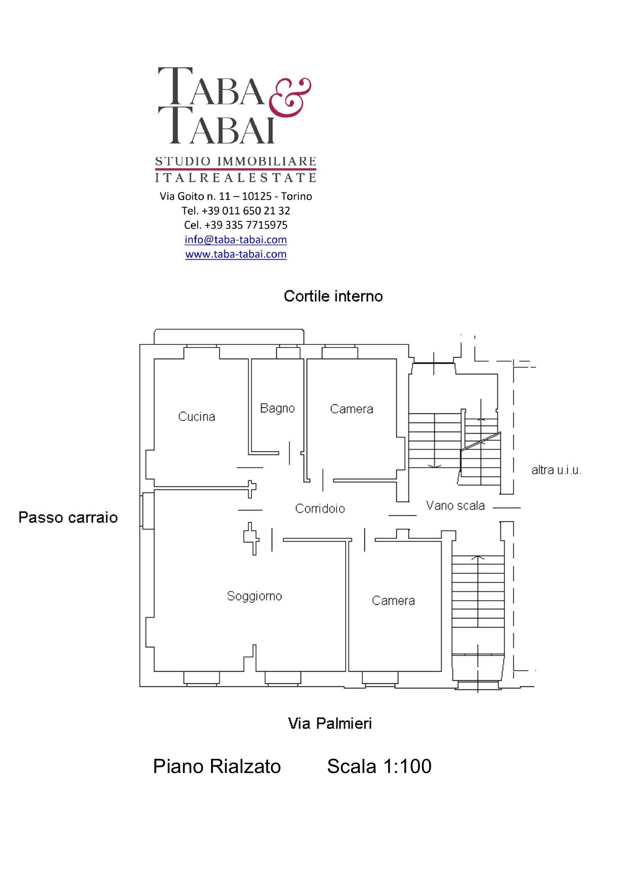 Planimetria - Quadrilocale via Pietro Palmieri, 55, Torino (zona Cit Turin) - planimetria 1