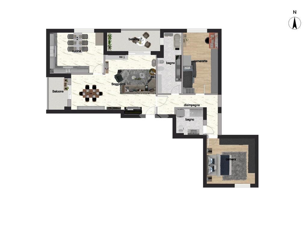 Three-room apartment Via Caravaggio, Cormano - floor plans 1
