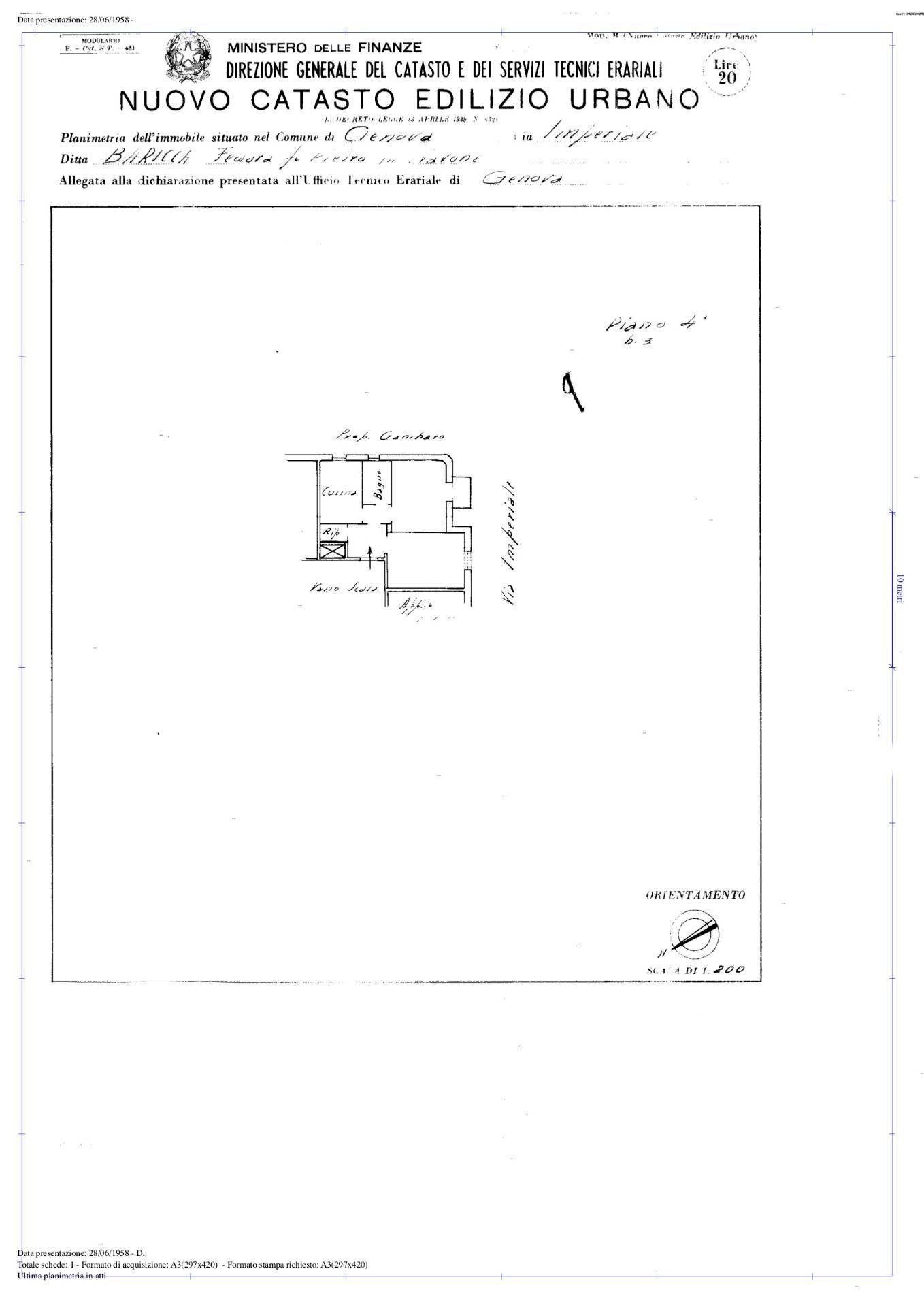 PLANIMETRIA - Appartamento Via Imperiale
 
33, Genova - planimetria 1
