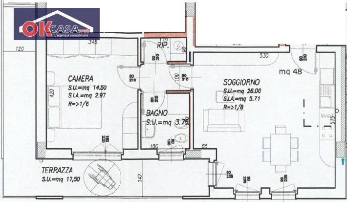 Foto 9 - Bilocale VIA ONGARO
 
7, Verona - planimetria 1