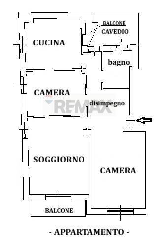 Pianta 2D - Three-room apartment Como - floor plans 1