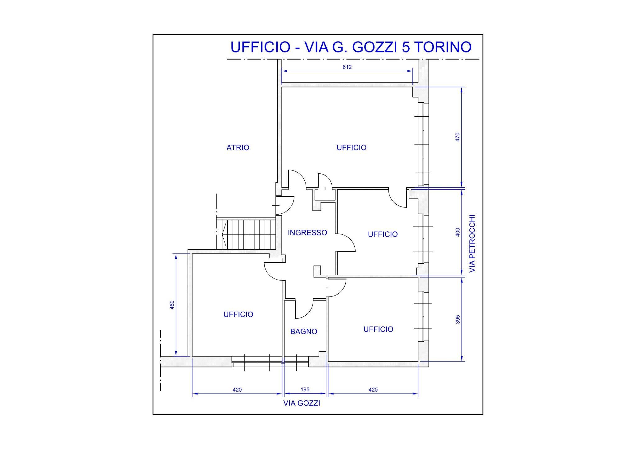 Ufficio via Gaspare Gozzi, 5, Torino (zona Centro) - planimetria 1