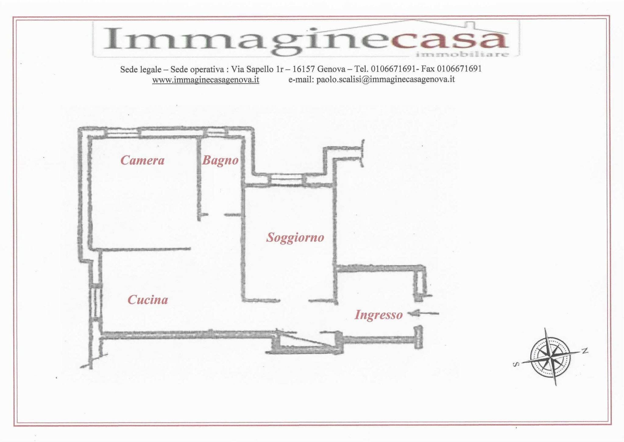 Three-room apartment via Gaspare Murtola, Genova (neighborhood Prà) - floor plans 1