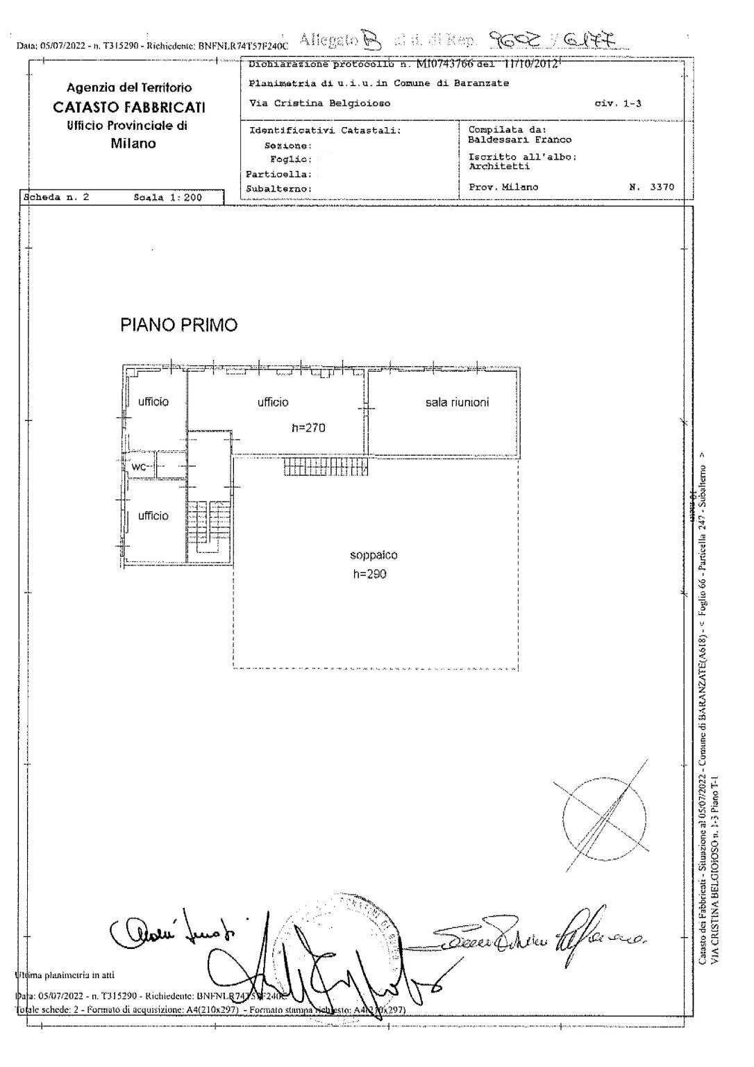 Capannone via Cristina Belgioioso, Baranzate - planimetria 1