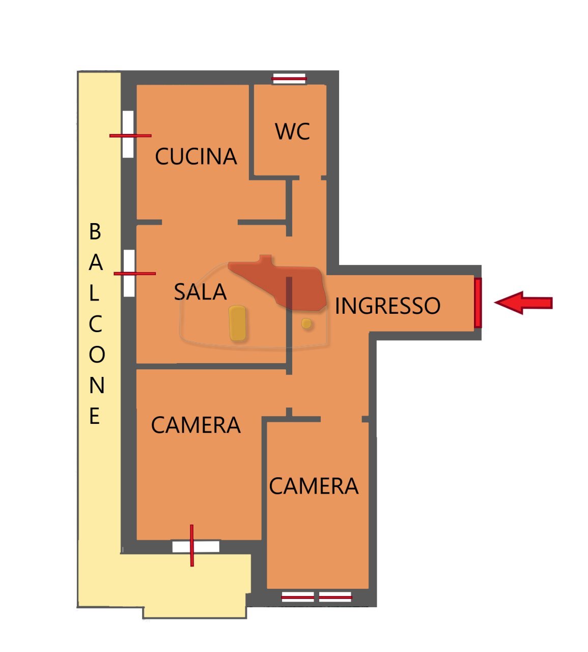 planimetria - Trilocale Via Dante Alighieri 100, Sanremo - planimetria 1