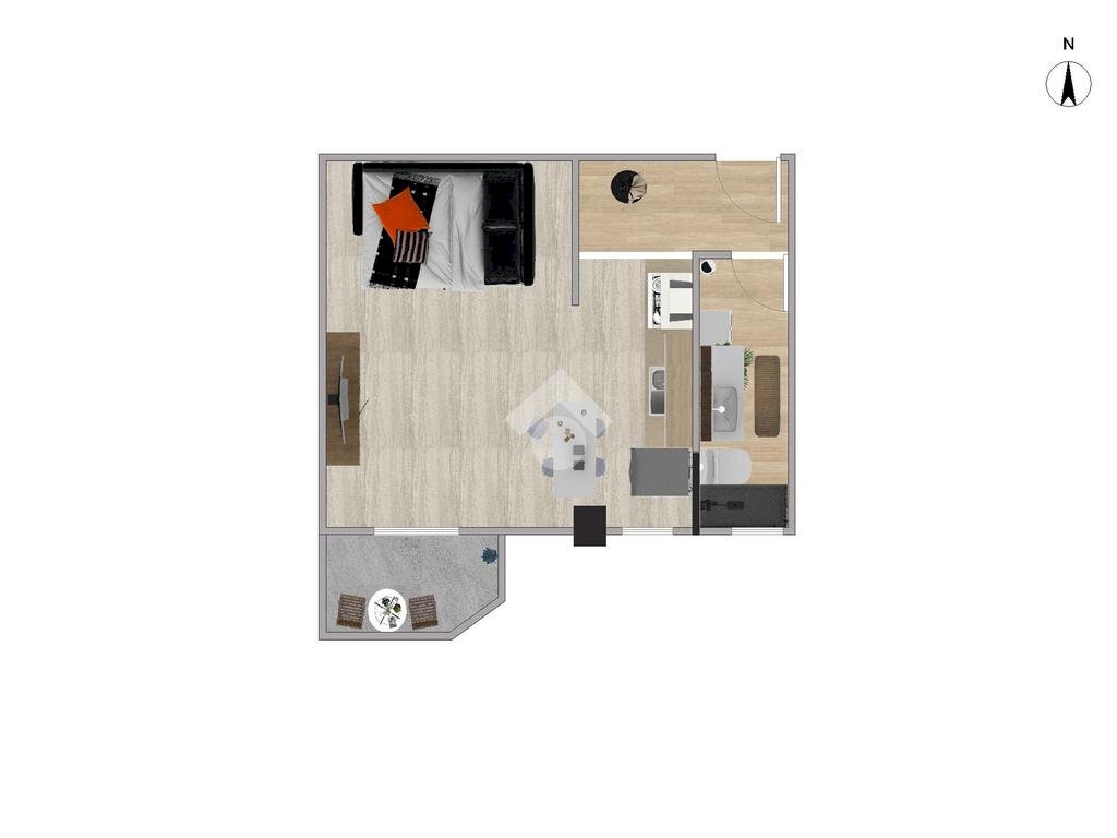 One-room apartment Via Luigi Ornato, Milano (neighborhood Niguarda) - floor plans 1