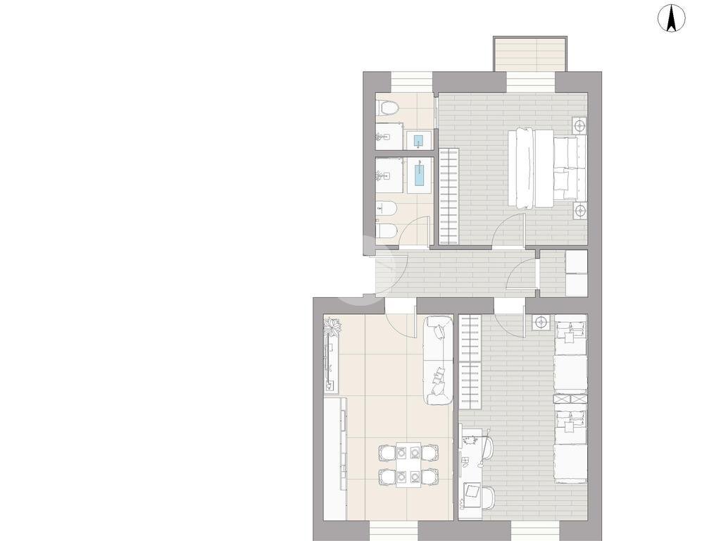 Trilocale Via Angelo Inganni, Milano (zona Lorenteggio) - planimetria 1