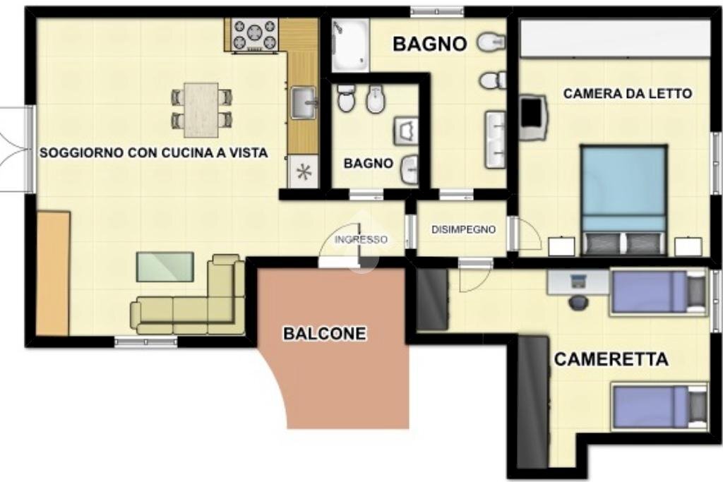 Three-room apartment Via Adamo Stucchi, Cormano - floor plans 1