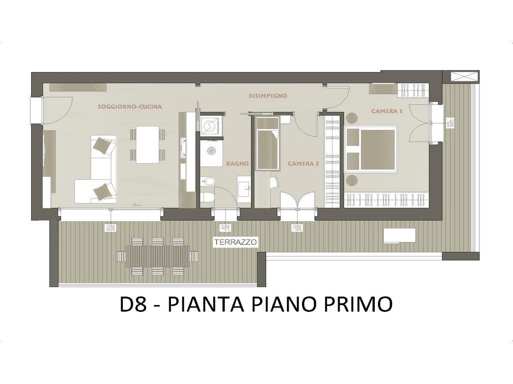 Trilocale via Grazia Deledda, Trescore Balneario - planimetria 1