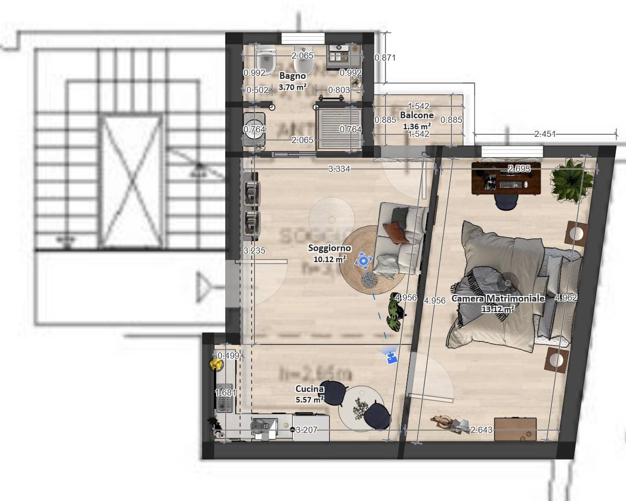 Foto 24 - Bilocale Via Dell' Indipendenza
 
61, Bologna - planimetria 1