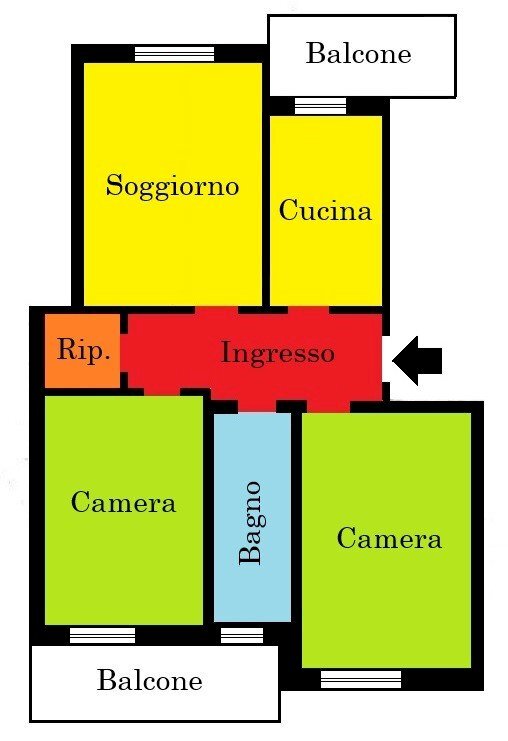 Trilocale via Valdieri, 23, Borgo San Dalmazzo - planimetria 1