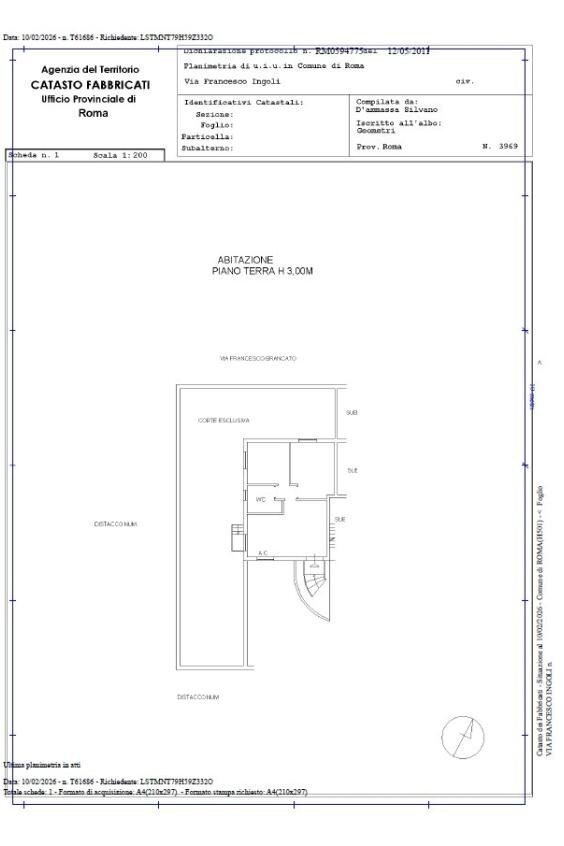 Trilocale via Francesco Ingoli, Roma - planimetria 1