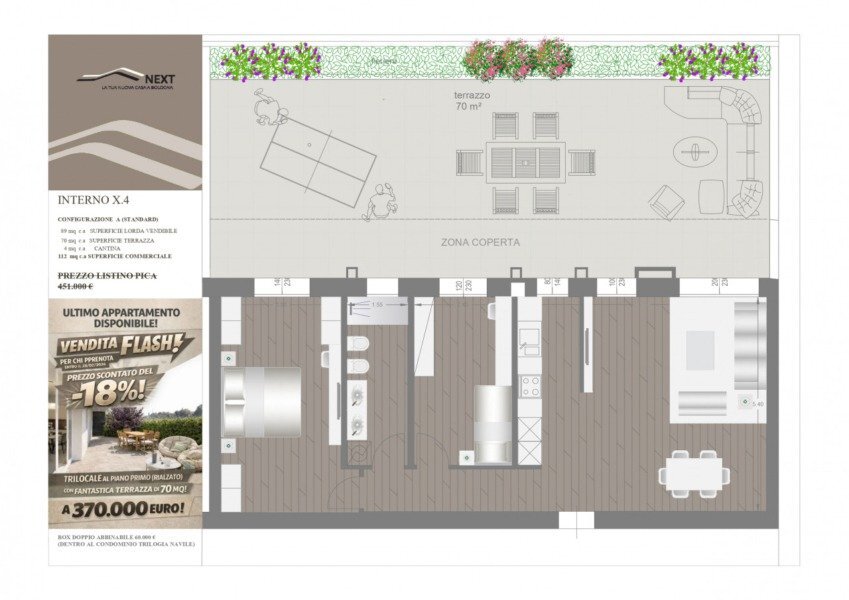 Two-room apartment JHON CAGE, Bologna (neighborhood Navile) - photo 1