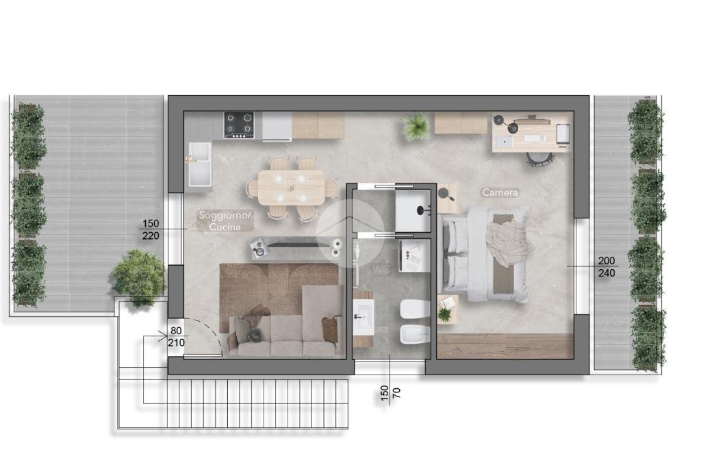 Two-room apartment Via Caduti per la libertà, Cervia - floor plans 1