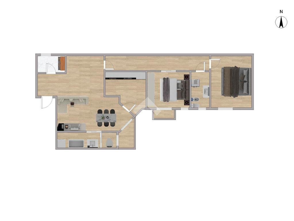 Three-room apartment Viale Lucania, Milano (neighborhood Corvetto) - floor plans 1