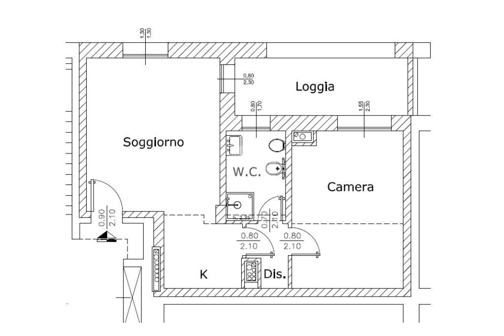 Two-room apartment Via Giuseppe Taccioli, Milano (neighborhood Affori) - floor plans 1