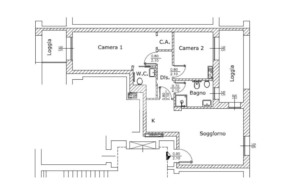 Three-room apartment Via Giuseppe Taccioli, Milano (neighborhood Affori) - floor plans 1