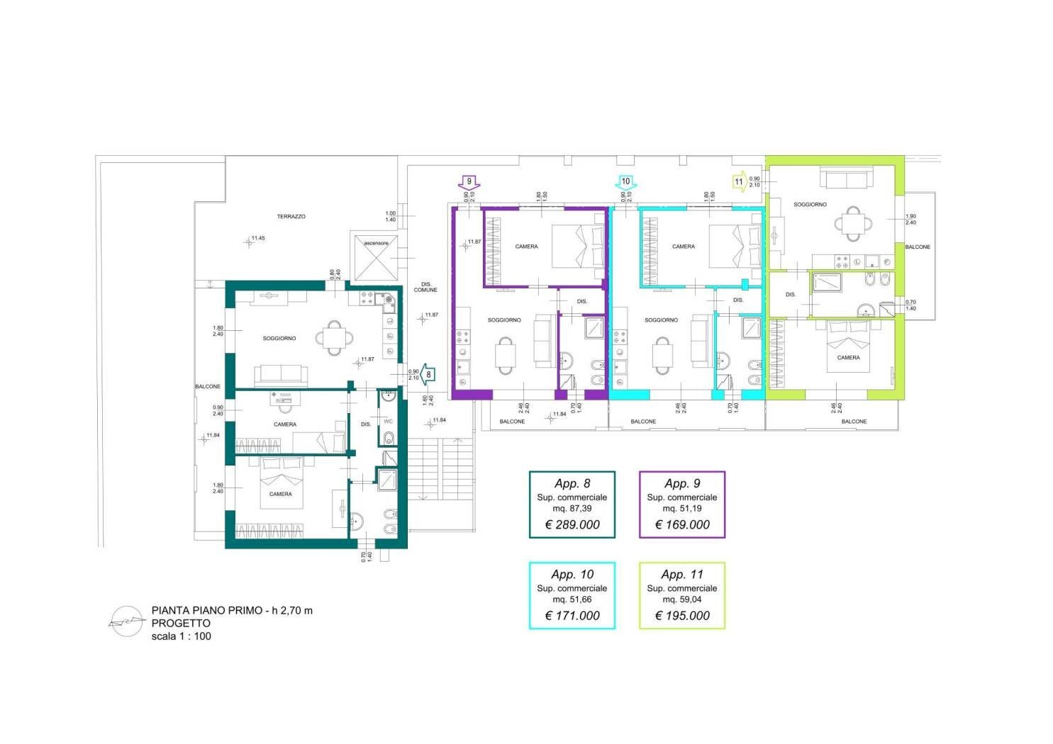 Three-room apartment viale Luigi Borri, 134, Varese (neighborhood Bustecche) - floor plans 1