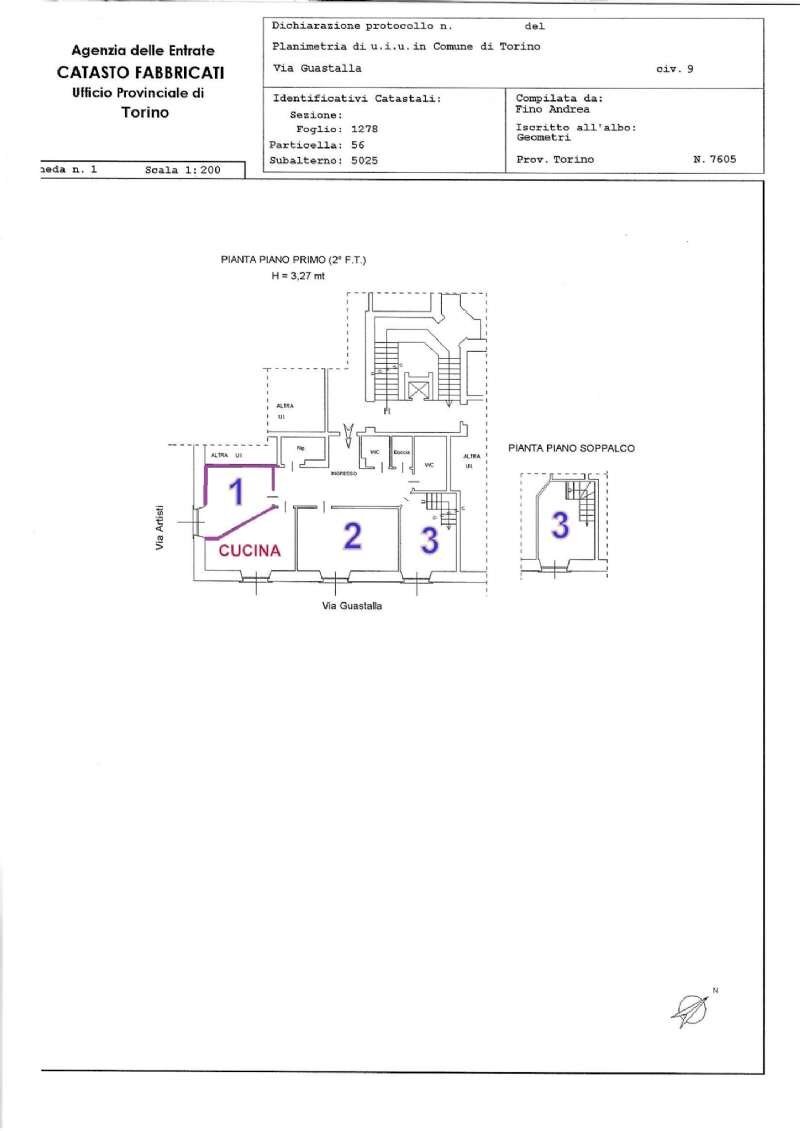 stanza planimetria - Terreno non edificabile via Guastalla, 9, Torino (zona Vanchiglia) - planimetria 1