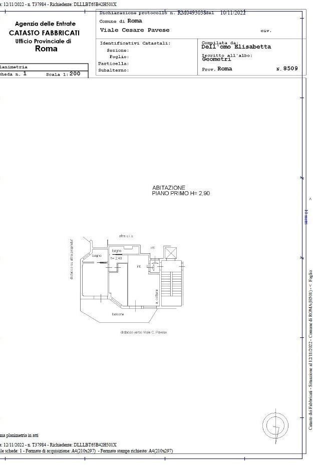Trilocale viale Cesare Pavese, 31, Roma - planimetria 1