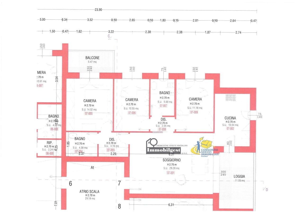 P. 1, 2 ,3, 4 mq 118.jpg - Four-room apartment Via Nicola Calipari, Parma - floor plans 1