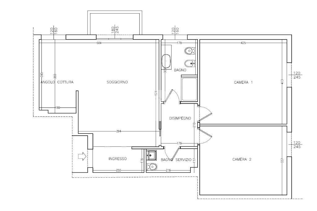 Three-room apartment Via Ferdinando Magellano, Casalecchio di Reno - floor plans 1